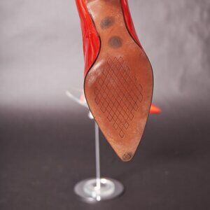 1980s Metallic Lipstick Red Heels Pumps